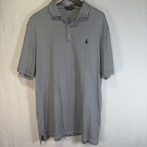 Polo By Ralph Lauren Men's Polo-Navy/White Stripe- Classic Fit XL. Cotton